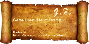 Gemeiner Henrietta névjegykártya